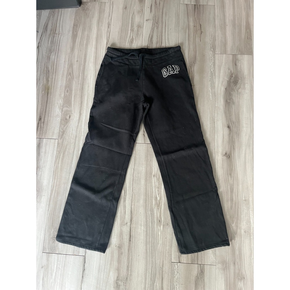 Gap Sweatpant Womens Small Black Fleece Lined Slash Pockets Drawstring‎ Waist
